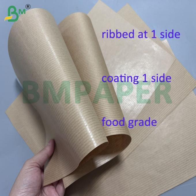 30gsm 32gsm Brown Color MG Ribbed Kraft Paper For Food Package 700mm 800mm 