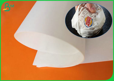 Крен бумаги гамбургера качества еды масла устойчивой 30гсм 35гсм 40гсм одного покрытый стороной лоснистый белый для пакетов бургера