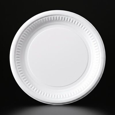 Тарелка для еды с покрытием из ПЭТ, бумажный материал, белый цвет, бумажный поднос для еды